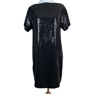 Robert Rodriguez Dress Womens 6 Black Sequin Mini Shift Short Sleeve Cocktail‎